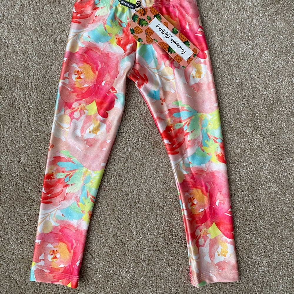Good Idea Lucy Bright Floral Print Leggings NWT